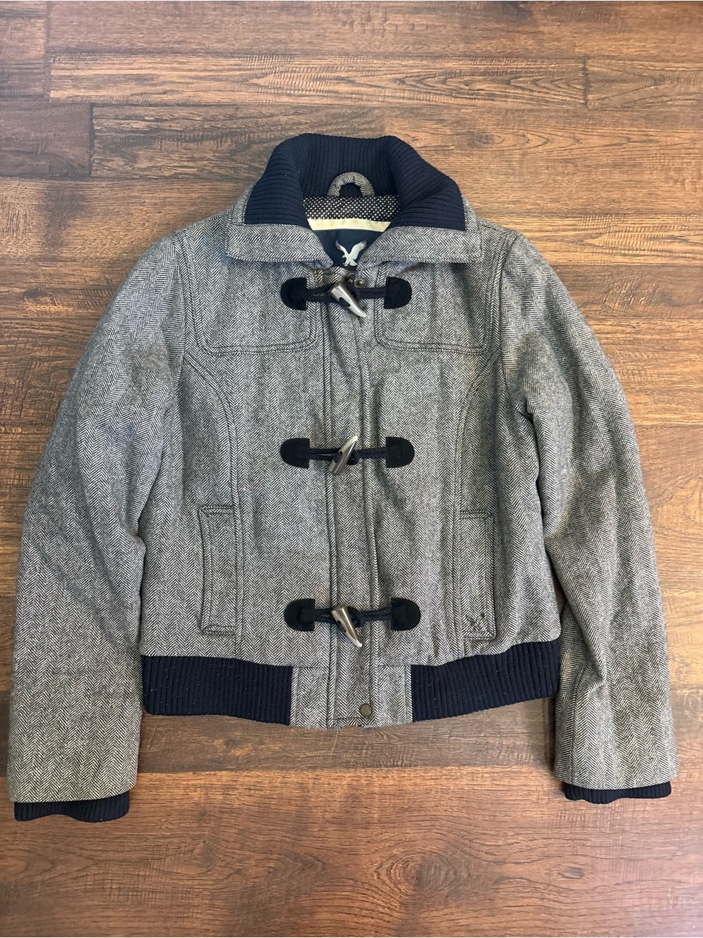 Y2K American Eagle Outfitters wool-blend herringbone bomber jacket Large
